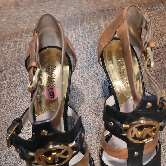 Michael Kors Black and Brown Heeled Sandals - Picture 3 of 8